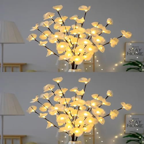 TAOZHUGONG Led Baum Innen, Lichterbaum Zweige, LED Baum Lichterzweig, Dekozweige Lichterzweige LEDs Lichter, Künstliche Blumen Lichter (A-2PCS)