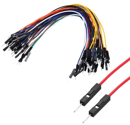 sourcing map Male to Male 1Pin Breadboard Jumper Wire 2.54mm Pitch Ribbon Cable 20cm Long Electronics Breadboard Ribbon Cables for Breadboard Electronic Projects Pack of 40