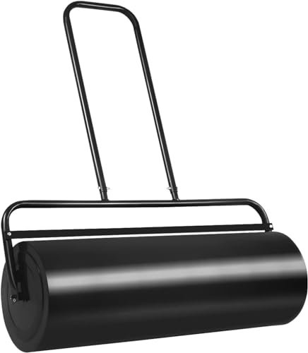 Happytools Rasenwalze, 17 Gallonen/63 L, Stahl-Rasenwalze zum Schieben/Ziehen mit ergonomischem Griff, Rasenwalzen zum Hinterherziehen, mit Wasser gefüllt, für Park, Hof, Ballspielplatz (36''/17 Gal