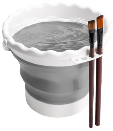 Wasserbecher für Malerei, Wasserfarbe, Bürste, Silikon, faltbar, Reinigungswerkzeug, Ölgemälde, Zubehör für Kunst, Handwerk, Studio, tragbar, Künstler, 7,87 x 7,87 x 6,3 Zoll