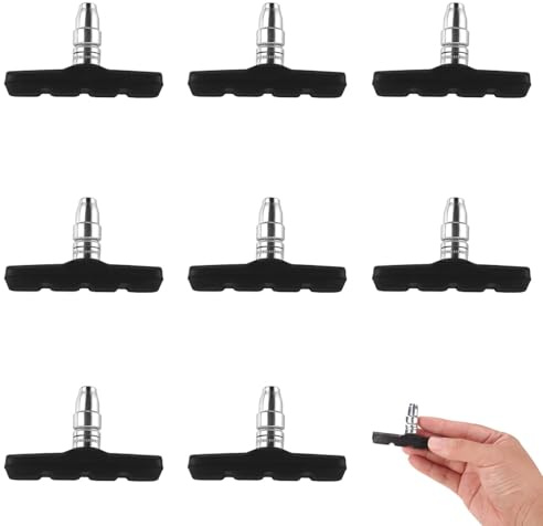 8 PCS Coppia Pattini Freno V-Brake 70 mm, Pattini Freni Bici V-Brake Universali, Freno Bici in Gomma e Lega, Ricambio per Freni Bicicletta, Tutte le Condizioni Meteo