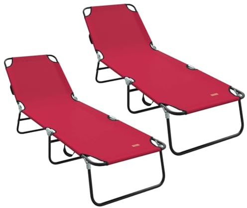 vidaXL Klappbare Sonnenliege 2 STK. Polyester Rot