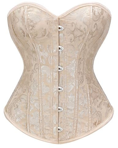 LEACOOLKEY Damen Corsage Korsett Top Bustiers Vollbrust Gothic Corsette Bodyshaper Waist Cincher für Halloween Karneval XS-XXL