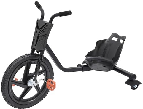 Drift Trike Kinder Driftscooter 90x68x60cm bis 80kg Hochwertiges Drifter Dreirad Rutscher mit Hinterrädern Geeignet für Kinder ab 6 Jahren (Schwarz)