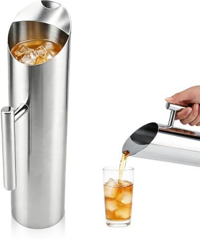 Jarra de agua de acero inoxidable, jarra de agua de metal con protección contra la protección de hielo recipiente de bebidas para bebedor (2L)