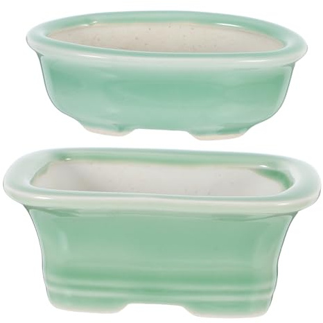 BESPORTBLE Mini Macetas de Cerámica para Suculentas y Bonsái, Pequeñas Macetas Moradas Esmaltadas, Juego de 2 Unidades, Ideales para Jardinería en Interiores, Orificio de Drenaje para Mejor