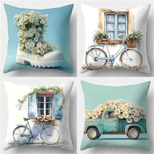 Kissenbezüge 4er Set Blaugrün 35x35cm Dekorative Kissenhülle, Samt Zierkissenbezüge mit unsichtbarem Reißverschluss, Weich Kissen Bezug Zierkissen für Sofa Schlafzimmer Wohnzimmer Zuhause Dekor Sv9474