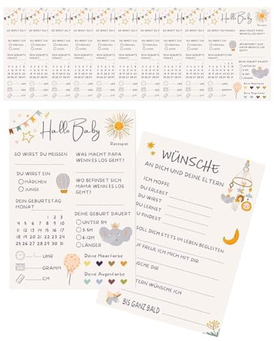 JUKOTA Biglietti per baby shower, giochi per bambini, carte da compilare, decorazione per bambini, giochi e ragazze, 10 carte per la festa di genere e baby shower, stampa su entrambi i lati-A