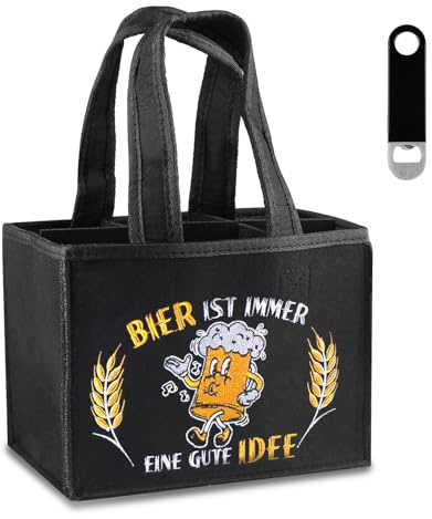 Belillpipi Bier Geschenke für Männer, Vatertagsgeschenk für Papa, Männerhandtasche Bier Flaschentasche, Geburtstag Weihnachten Geschenke für Papa Mann, Flaschenträger 6 flaschen mit Flaschenöffner