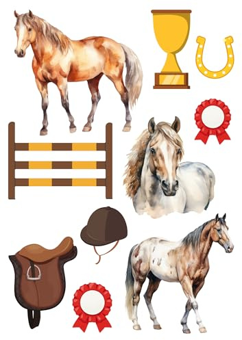 Edible print Horse jumping show theme Cake topper set cake decorations wafer/icing paper UNCUT - Birthday - Retirement - (wafer card)