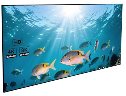 Écran de Projection Mural 60 Pouces à Cadre Fin, Prise en Charge 4K/8K, HDR et 3D Active, pour intérieure et extérieure