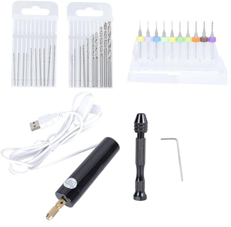 NOLITOY Trapano Elettrico Manuale Mini con Punte Elicoidali Kit Micro Trapano Rotativo Compatto e Durevole per Incisione Fai da Te e Modellismo