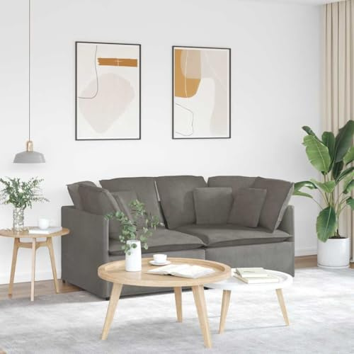 Mandloder Modulares Sofa für Wohnzimmer, Cordstoff Hellgrau, Ecksofa mit Kissen, Metallrahmen, 200 cm breit, Moderne L-Sofa Polstergarnitur für Heimkino