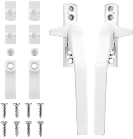 UPVC Window Handles Replacement 2 Pcs, Universal Zinc Alloy Cockspur Window Handle Left/Right Handed, Double Glazing Window Locks with Key for Home Office Security, White