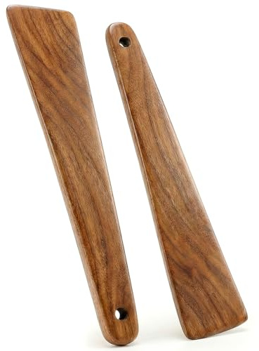 2 Pcs Flat Thin Wooden Spatula for Cooking Utensils Cast Iron Non Toxic Acacia Wood Spatula Scraper Earlywood Kitchen Utensil Set Japanese Cooking Tools Egg Flipper Pancake Wok Spatulas Turner