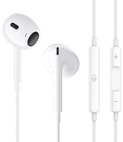 XLSFPY Wired Headphones,HiFi stereo noise-canceling wired in-ear headphones, built-in microphone and volume control, compatible with 14/13/SE/12/11/XR/8/7/XS