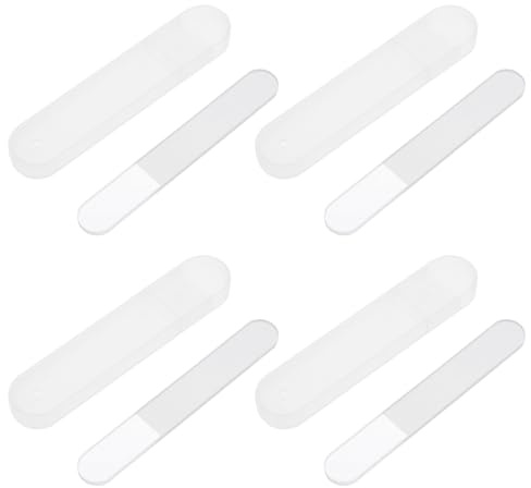 JECOMPRIS 4 Juegos de Limas de Vidrio para Uñas Estuche, Lima de Lijado para Manicura y Pedicura, Herramienta para Pulir Uñas, Cuidado Profesional y Uso en Viaje