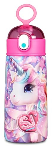 SJ GANG STYLE JAM GANG Borraccia termica, Multicolore, 500 ml, Acciaio Inox, Bpa free, Tenuta stagna, Mantenimento temperatura caldo 12h reddo 24h, Riutilizzabile, Bambina, Ragazza, Scuola, Sport