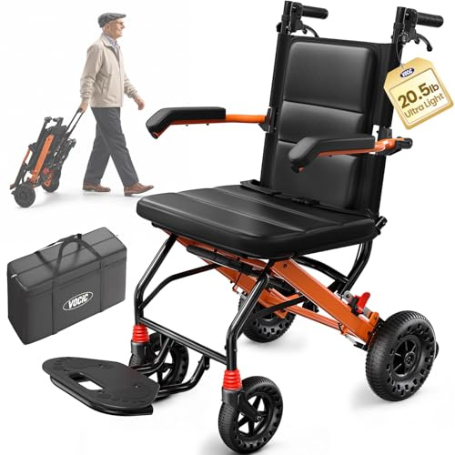 VOCIC U42 Ultralight Wheelchair for Adults, 9.3KG Transport Chair & Walker
