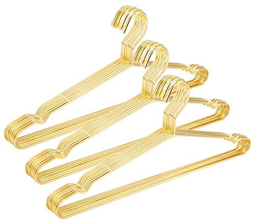 17.7 Strong Metal Wire Clothes Hangers, Coat Hanger, Standard Suit Hangers, Metal Shirt Dress Hanger Rack, 30 Pack, Gold