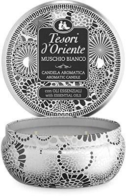 Tesori d'Oriente Duftkerze mit dem Duft von weißem Moschus, rund, 1 Stück