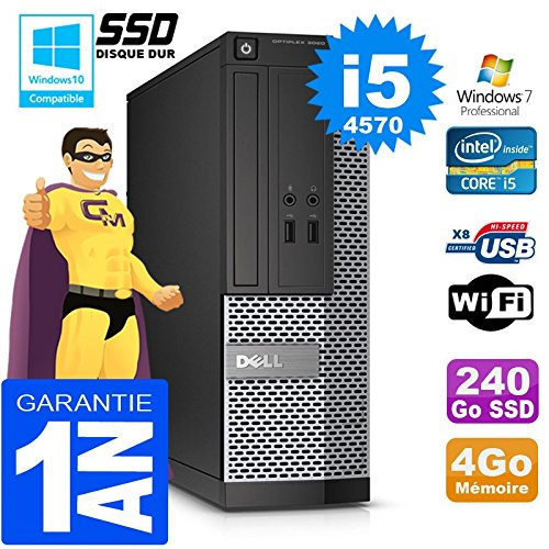 Dell PC 3020 SFF Core I5-4570 Ram 4GB Disco 240 Go SSD masterizzatore DVD Wifi W7 (Ricondizionato Certificato)