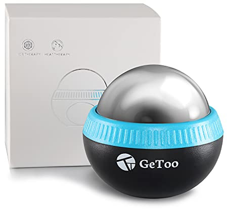 GeToo Cryosphere Cold Massage Roller Ball - 2.8 Inch Ice Massage Ball for Deep Tissue, 6 Hours Cold Therapy, Detachable Rolling Ball, Blue and Black