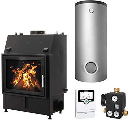 Schmitzker KS3079 No5 12 kW Wasserführender Kamineinsatz - Komplett-Set Hygienespeicher SH 550L, inkl. Isolierung