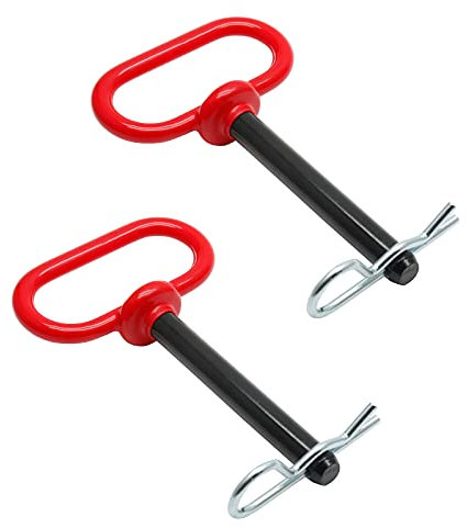 Bonsicoky 2 perni e clip di traino per trattore, 1/2 x 10,2 cm, perno per cancello del rimorchio per trattore, camper, camion, barca, auto, maniglia rossa