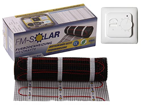 3,5m² Elektrische Fußbodenheizung 150W/m² elektro Bodenheizung TWiIN Fliese 525W, Thermostat:Analoger