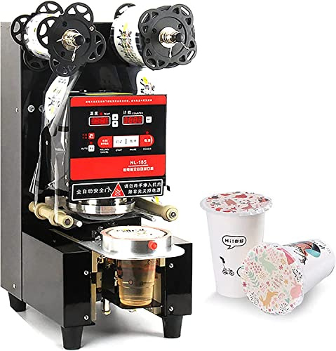 Machine à sceller le thé à bulles, machine à sceller les gobelets électriques 89/90/95 mm, machine à sceller les gobelets commerciale entièrement automatique pour le thé au lait/jus/boisson Boba