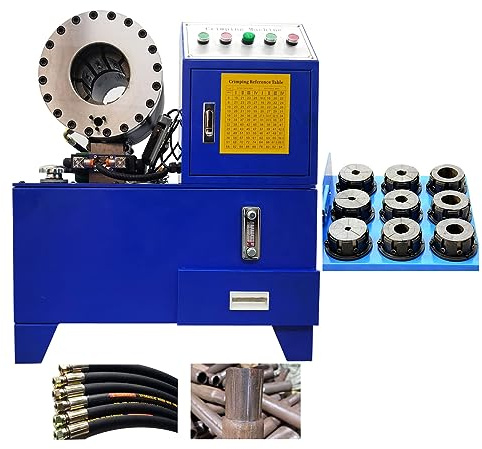 INTSUPERMAI Electric Hose Crimping Machine - 1/4 to 2'' Steel Tube Neck Shrinking Machine With 10 Hydraulic Dies for Rubber Clamping - Hose, Tube, Pipe Crimping Press - 220V