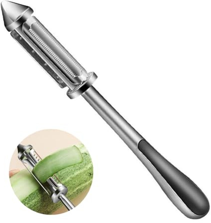 OEIOTEI Éplucheur universel pour fruits et légumes avec deux lames pivotantes tranchantes, lame dentelée/éplucheur à double tranchant, éplucheur végétal, éplucheur de pommes de terre