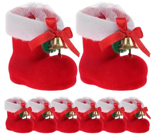 Lurrose 24 Stk Weihnachtsbonbonstiefel Weihnachtsstiefel-süßigkeitsbeutel Bonbonschuhe Für Weihnachten Weihnachtsbonbons Stiefel Weihnachtsgeschenkkorb Geschenktasche Kind Beflockung Mini