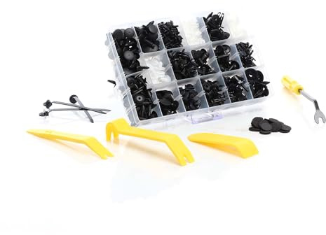 XPOtool Auto Befestigungsclips Set 703-tlg. inkl. Demontage Werkzeug, Spreiznieten, Blindstopfen und Schrauben für Innenraumverkleidung und Motorrad
