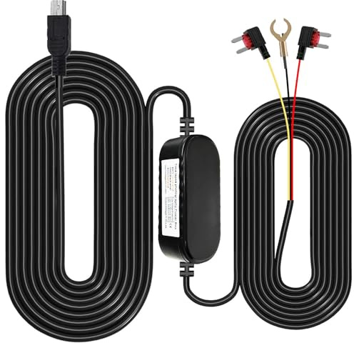 Gebildet Mini Puerto USB Dash CAM Kit de Cableado para Monitor de Estacionamiento 24H/ Convierte 12V-24V a 5V/2.5A Cargador Cámara para Tablero de AutoProtección de Bajo Voltaje, Kit de Cable 320cm