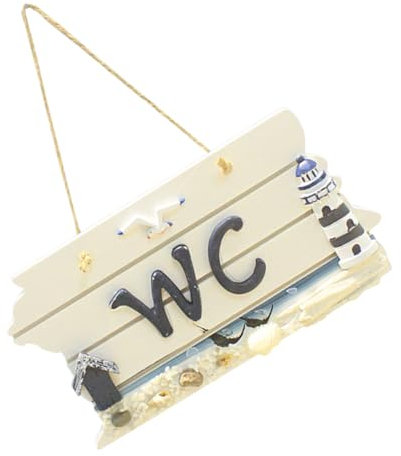 Cabilock Plaque Wc En Bois Style Méditerranéen 25x15 Cm Panneau Mural Décoratif Simple Et Frais Pour Salle De Bain Et Toilettes Usage Domestique