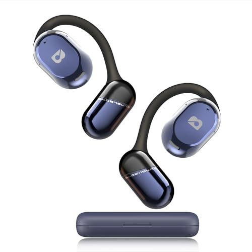 BADENBURG OPENBEAT 1 Open Ear Bluetooth 5.3 Trådlösa Hörlurar, 50H+ Speltid, Kraftfull 16,5 mm Titan Drivenhet, Basförstärkning, 4-Mik ENC, Komfort och Hörselskydd (Blå)
