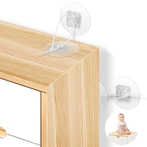 30 anclajes adhesivos para muebles sin taladro, anclajes redondos antipunta para muebles a prueba de bebés, correas de terremoto para muebles y aparadores para seguridad infantil