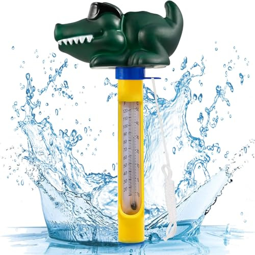 Poolthermometer Schwimmend, Solar-Digitales Wasserthermometer, Wasserdicht | Leicht Ablesbare Temperaturanzeige mit Seil, Langlebig für Pool und Teich, Schwimmendes Teichthermometer, Wasser Temperatur