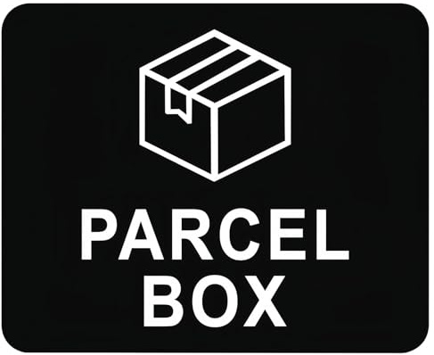 Parcel Box Sign Adhesive 11cm x 9cm Packages Deliveries Here Signs Waterproof Post Mailman Delivery Driver Notice Self Adhesive Acrylic for Home Office Mail Box No More Lost Items (Black)