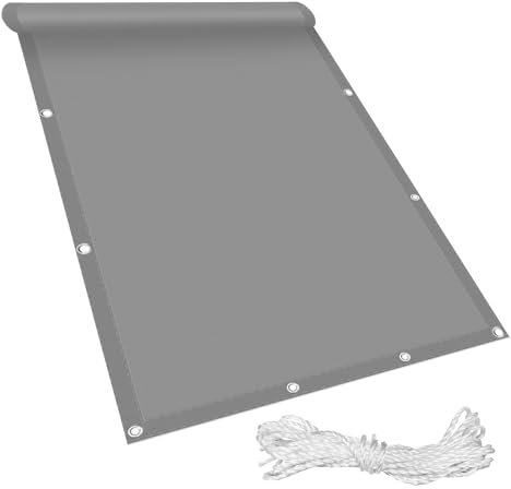 Sonnensegel Rechteckig Wasserdicht 2.1 x 6.5 m Sichtschutz UV Schutz Imprägniert Sonnensegel Balkon Schattennetz mit Ösen Ohne Bohren für Terrasse Balkon, Hellgrau