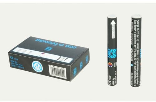 Funke Bengalino Bengalfackel Handfackel Bengalo Bengalfeuer Lanzenlicht Fontäne Feuerwerk 60 Sekunden (Blau zu Gold)
