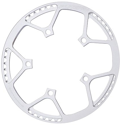 YLME Fahrrad Kettenblatt, 45T 47T 53T 58T Faltrad Kettenblatt Mit Schutzabdeckung, 130 BCD Single Disc Narrow Wide Kettenblatt Für Single Speed ​​Rennräder Und BMX Fahrräder,Silber,47T