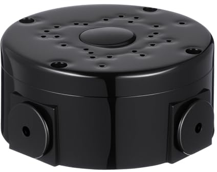 Boîte de jonction étanche pour appareil photo - Diamètre : 10 mm - Boîte de jonction ronde universelle - En plastique - Pour caméras - Noir - Pour l'extérieur et l'intérieur