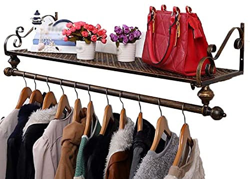Robuste Retro-Wandgarderobe mit abnehmbarer Kleideraufbewahrung, ideal für Zuhause, Geschäfte, industrielle Rohrausstellungsregale