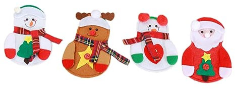 Cabilock 4 Stück Gabelschneider Tasche Weihnachtsbesteckhalter Bestecktaschen Stoff Weihnachtsbesteckhalter