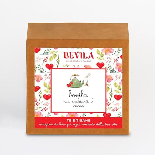 BEVILA Cuore - Tè Verde Lampone e Violetta, 10 Bustine, Filtri Piramidali Biodegradabili, 20 grammi