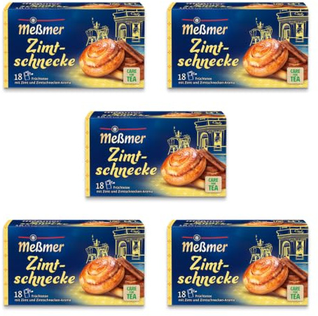 Meßmer Zimtschnecke | 5x Zimtschnecke Vorteilspaket | 90 Teebeutel | Früchtetee mit Zimt und Zimtschnecken-Aroma | Glutenfrei | Laktosefrei | Vegan