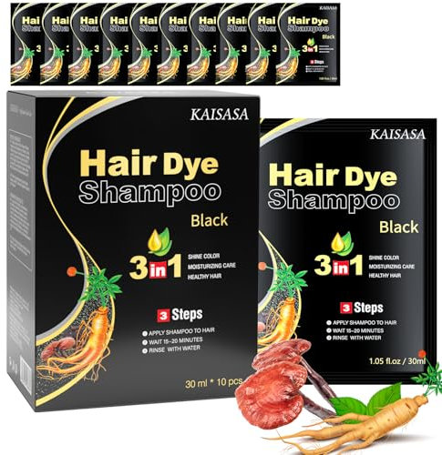 Shampoo Colorante, Black Hair Dye Shampoo 3 in 1, Capelli Istantaneo, Hair Color Colorante Nero per Donna Uomo (Nero)